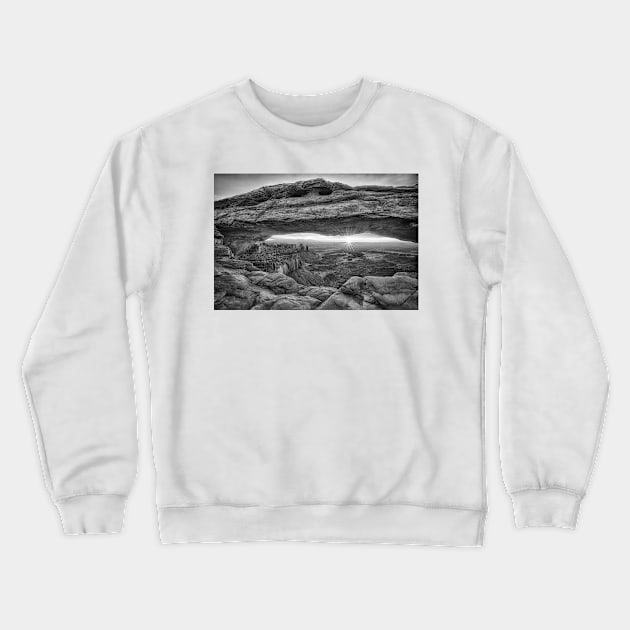 Mesa Arch Sunrise in Black and White Crewneck Sweatshirt by StacyWhite